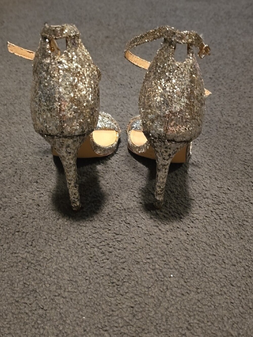 Gold Glitter Ankle-Strap High Heel Sandals - Picture 6 of 8